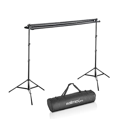 Walimex pro 3-fach Hintergrundsystem 145-290cm I für bis zu 3 Leinwände aus Papier & Stoff I stabiles Fotohintergrund System für Studio & Mobil I für...