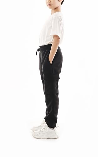 Boys 3-Pack Fleece Active Athletic Workout Jogger Pants with Cargo Pocket and Drawstring4