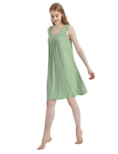 Image of GYS Cooling Bamboo Viscose Nightgowns for Women, Lightweight Sleeveless V Neck Sleep Shirt for Hot Sleepers, Soft Night dress