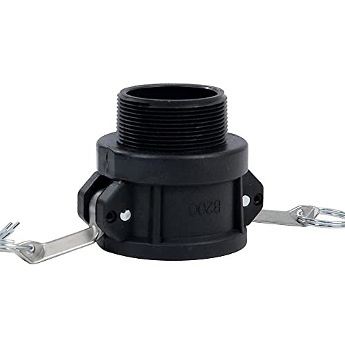 Quafwia 1 PC Polypropylene Cam Groove Fitting Standard Type B Camlock Fittings, 2" Female Coupler x 2" Male Thread 2 inch camlock fittings With Camlock Gasket Inside