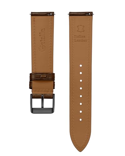 Image of Getalia Italian leather Watch Band Tuscany Natural Vegetable-Tanned Full Grain Genuine Leather, Skin-Safe, Quick Release Replacement Watch Straps for Men and Women Thick and Soft (Coffee Width-20mm)