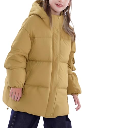 Girls Puffer Jacket with Hood, Kids Winter Coat Warm Thick Padded Outerwear for Teen Girls