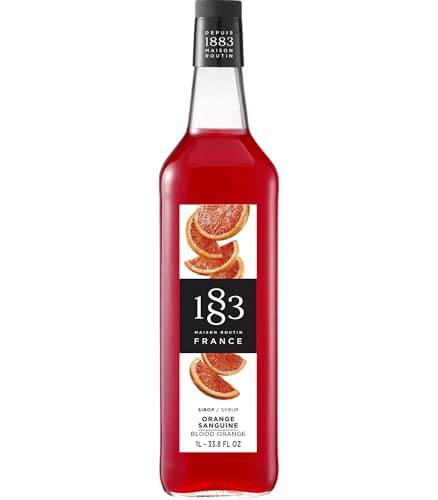 Image of 1883 Blood Orange Syrup for Drinks, Made in France, 1 Liter Glass Bottle