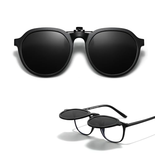 Trysee® Kids Clip on Sunglasses Over Prescription Glasses for Age 6-12 Boys Girls Polarized UV400 Protection Flip Up TS-8801