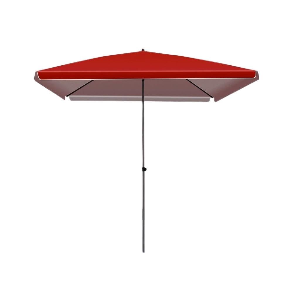 Sombrilla de patio al aire libre, portátil, cuadrada, UV 50+, impermeable, 220 x 180 cm, marco de acero azul, jardín, mercado, playa