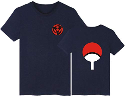 EMILYLE Hombres Naruto Uchiha Camiseta Top Tshirt Clan Syarinngann Japón Cómico Casual DeportivaM,Azul Oscuro Uchiha Clan