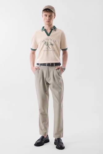 Image of SNITCH Men Formal Trousers | Slim Fit Pleated Front Design | Durable Polyester Blend with Medium Stretch | Perfect for Office & Formal Occasions