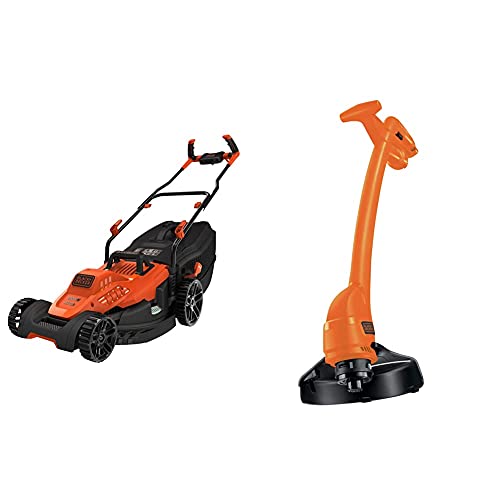BLACK+DECKER Tondeuse Filaire 1800W, Tondeuse à Gazon Electrique 42 cm & Coupe-Bordures Filaire 350W, Coupe-Bordures Electrique 25 cm avec 2 Poignées,...
