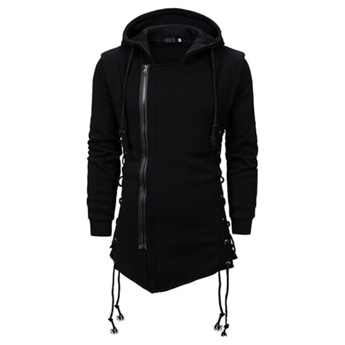 CNSTORE Sudadera con capucha de moda para hombre Side Lace Up