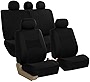 FH Group Car Seat Cover Light Breezy Black Seat Cover Flat Foam Padding Cloth Full Set Automotive Seat Covers, Airbag Compatible & Split Rear Universal Fit Interior Accessories for Cars Trucks and SUV