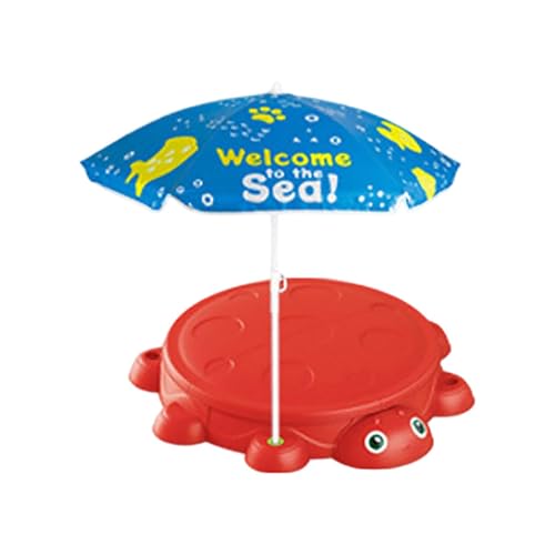 Amagogo Arenero con Tapa y sombrilla. Arenero Ligero para niños con Juegos Agua. con Cubierta. Juego sensorial para césped, Patio Infantil, Mariquita