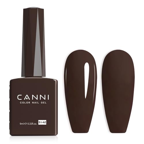 Image of CANNI Dark Brown Gel Nail Polish, 1Pcs Deep Brown Gel Polish Color Nail Polish High Gloss Soak Off Nail Manicure Salon DIY at Home
