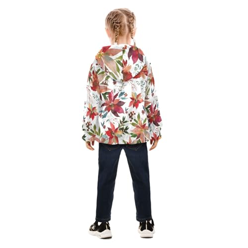 OTVEE Christmas Flowers Leaves Kids Hoodie Jacket Fall Spring Full Zip Warm Outwear Coat4