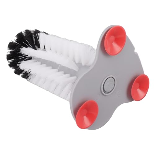 Image of Bottle Cleaning Brush Glass Cup Washer,Plastic Single Glass Brush with Suction Cup for Beer Cup Long Leg Cup Red Wine Glass and Kitchen Sink Home Tools Grey