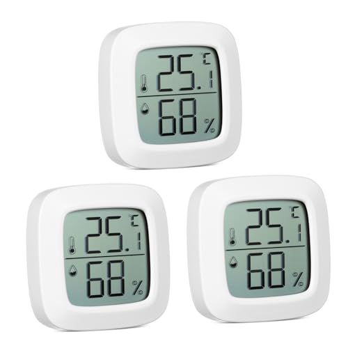 Mipcase 3Pcs Mini Thermometer Hygrometer Indoor Gauge for Home Car Office Garden Accurate Humidity Measurement with LCD Display