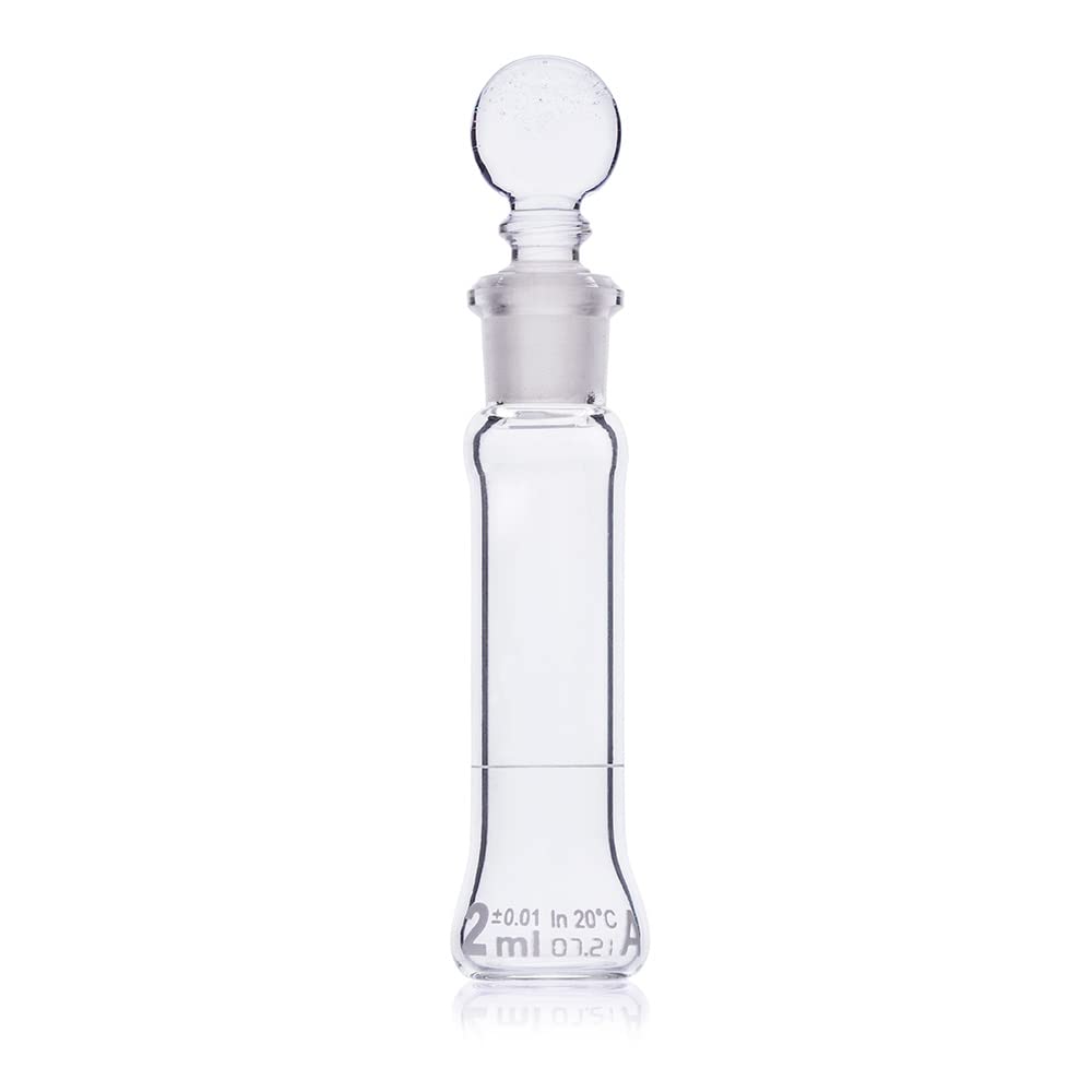 Volumetric Flask, Globe Glass, 2mL, Class A, to Contain (TC), 3.3 Borosilicate Glass, ASTM E237, 6/Box