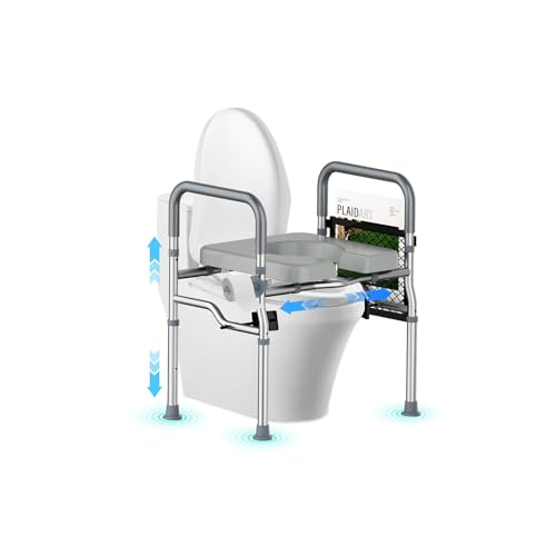 TODO Elevador WC Adulto con Reposabrazos Antideslizante, Altura Regulable, Silla Inodoro para Ancianos y Discapacitados, Alzador wc adulto con Asiento Acolchado, Aplicable a todos los Inodoros