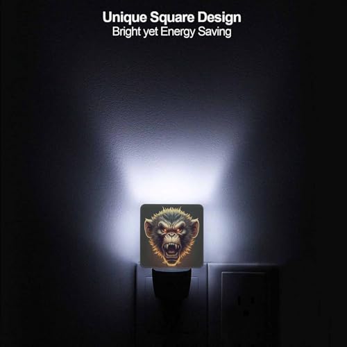 Image of LED Night Light,Angry Monkey LED Night Light Plug into Wall with Dusk to Dawn Light Sensor White Energy Efficient Nightlight for Bedroom Bathroom Hallway Living Room Kitchen