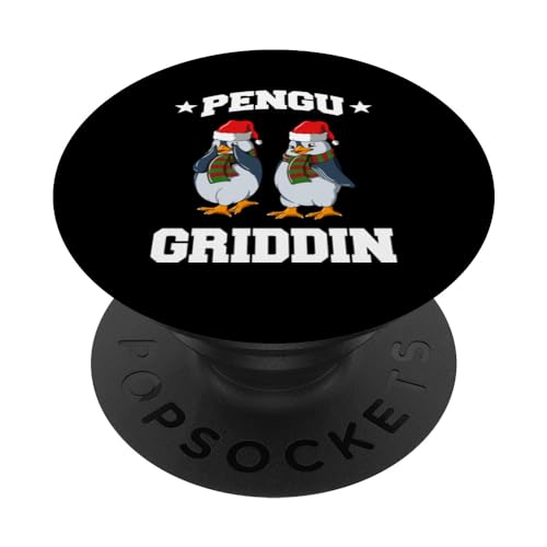 Christmas Penguin Griddy Dance Pengu Griddin PopSockets Swappable PopGrip, Black