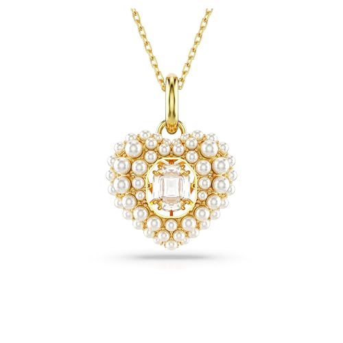 Swarovski Colgante Hyperbola, Corazón, Blanco, Baño tono oro
