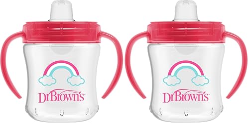 Image of Dr. Brown's Transition Sippy Cup with Soft Spout - Pink - 6oz - 6m+ (Pack of 2)
