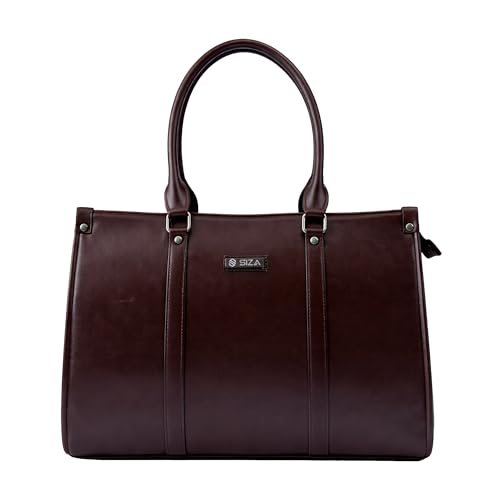 Image of Siza Premium Women's Handbag, PU Leather Tote Bag with Dual Zip Compartments for Office and Style, Padded Laptop or Devices Sleeve, Detachable Shoulder Strap, Structured Formal Bag for Women