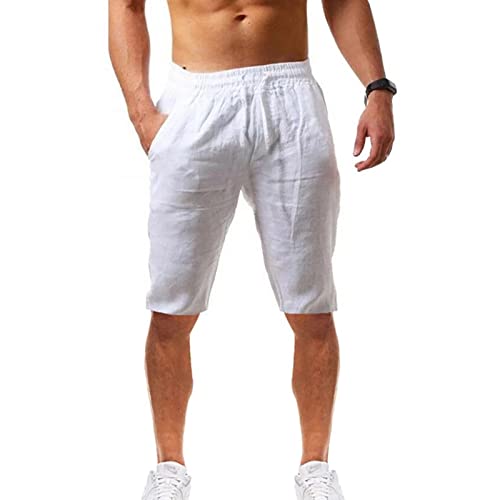 Rtrde Mens Shorts, Shorts For Men Casual Short Casual Shorts Summer Outdoor Fashion Basic Loose Breathable Quick-Drying Casual Shorts Men's Chino Shorts Casual Golf Grey Casual Fishing (L, White) #TOP3