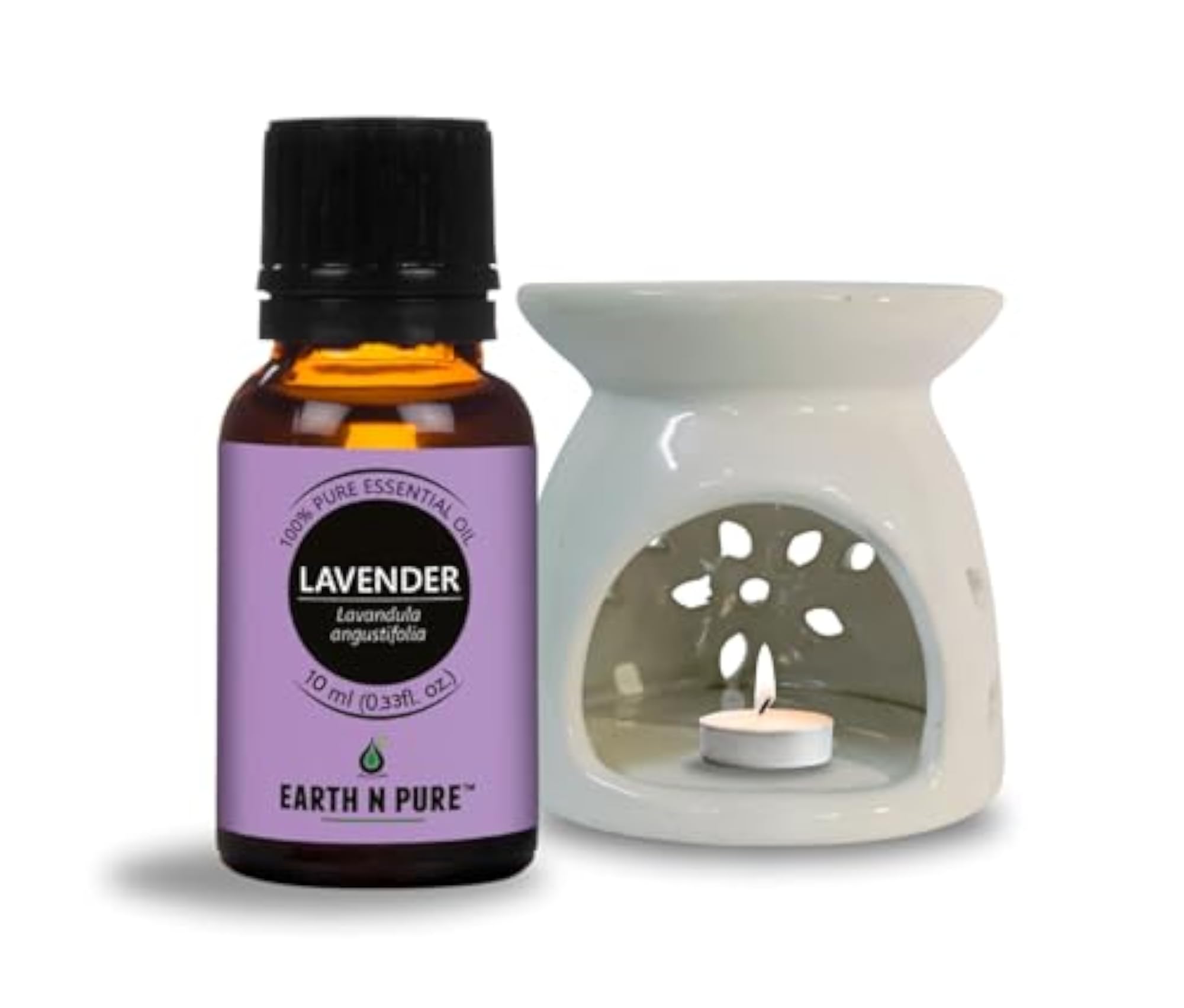 Ceramic Diffuser Burner with Lavender Essential Oil & Tea Light Candles