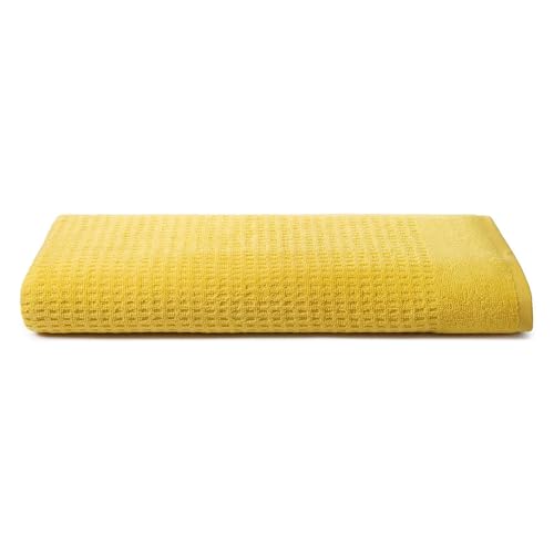 OSAMA Sweet Home SW 84009612 Waffel-Badetuch, Reine Baumwolle Zero Twist, York Yellow, 70 cm x 140 cm