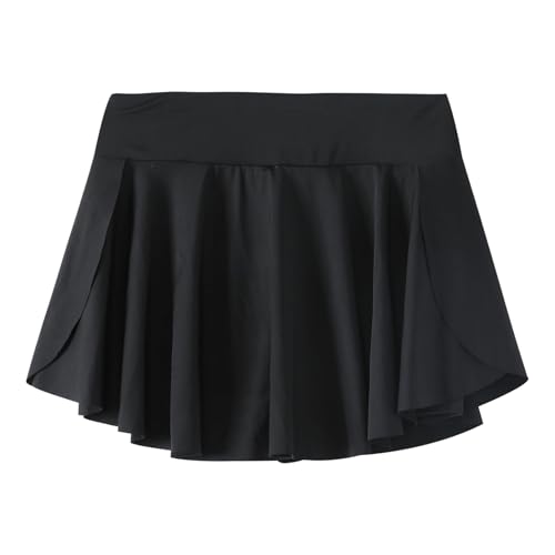 Hvididan Girls Black Skort, Size 10 Girls Athletic Skirts for Tennis Golf, Butterfly Flowy Shorts for Kids, Shorts with Pocket Spandex Liner