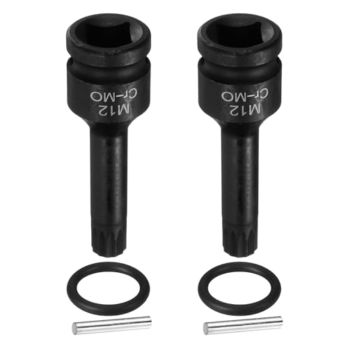 QUARKZMAN 2 Piezas Enchufe De Triple Cuadrado De Impacto De 1/2' M12 12mm Acero CR-MO Enchufes De Triple Cuadrado De 12 Puntos Con Pasador Y O-ring Para Adaptador De Taladros