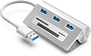 Rybozen Aluminum 6-in-1 USB 3.0 Hub, Powered USB Hub with CF/SD/TF Card Port, Card Reader Hub for Mac Pro, iMac, MacBook, Laptop and Desktop PC