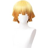 TTYAO REII ウィッグ かつら コスプレウィッグ 髪 コスプレ用小物 ハロウィン クリスマス 仮装 イベント 変装用 耐熱 wig ネット付き (我妻善逸 Agatsuma Zen'itsu)