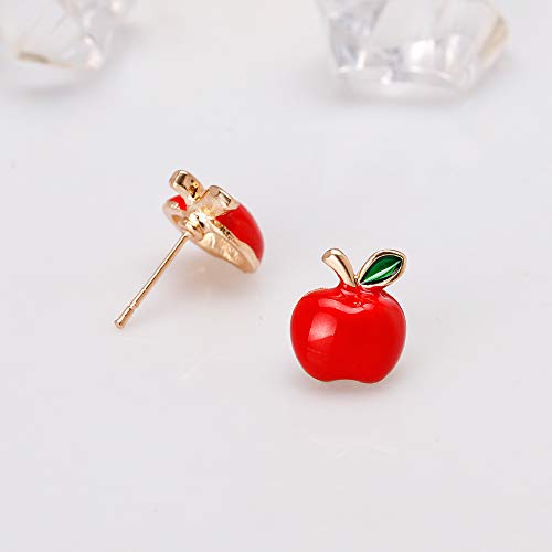 Kokoma Small Apple Stud Earrings Cute Fruit Red Enamel Statement Earring Studs Posts Fashion Jewelry Gifts For Women Girls Christmas Eve Xmas thumb #4