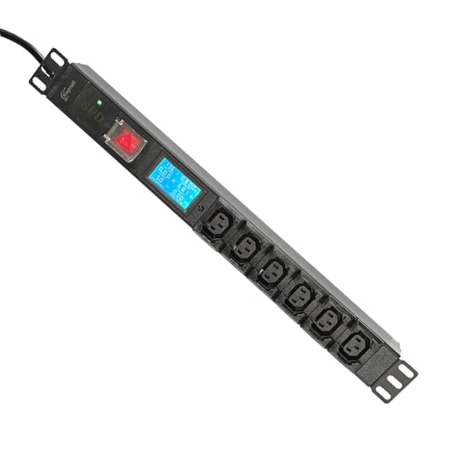 Image of 19 inch 1U 6-Outlet C13 Rack Mount PDU with Power Meter, 110-250V 15A