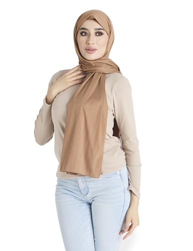 Ribbed Jersey Hijab Scarf for Women, Hijab for Women Muslim Breathable Stretchy Hajib
