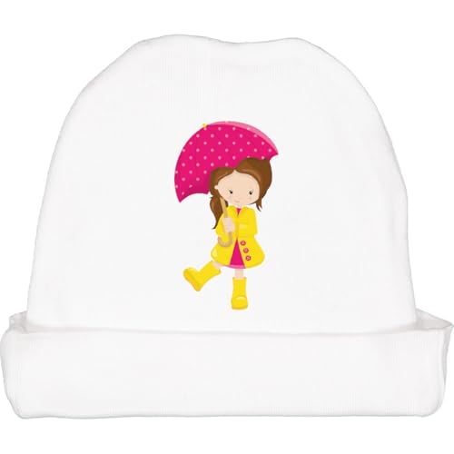 inktastic Girl in Raincoat, Girl with Umbrella, Brown Hair Baby Beanie Hat