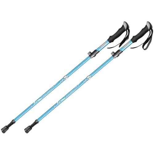 2-Pack Folding Trekking Poles, Adjustable Ultralight Walking Sticks, with EVA Grips + Quick Lock, for Men, Women(Blue Color,95-110cm)