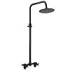 Aolemi Outdoor Shower Kit – Double Handle Exposed Shower with 8 Inch Rainfall Shower Head – Adjustable Height – Matte Black