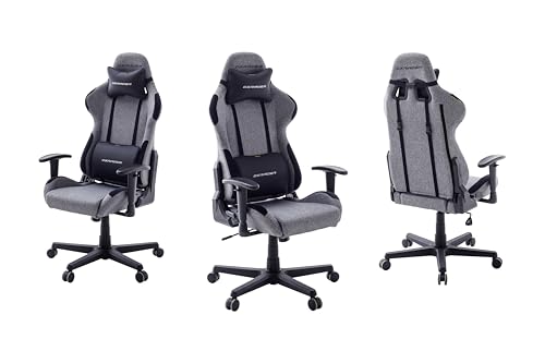 DXRacer 4.2 FD01 L/GN -New- Gaming-/ Büro-/ Schreibtischstuhl, mit Wippfunktion Gaming Stuhl Höhenverstellbarer Drehstuhl PC Stuhl Ergonomischer Chefsessel, grau-schwarz