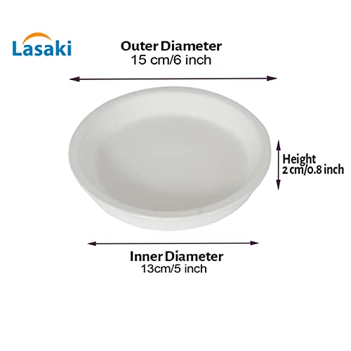 Image of Lasaki Round Ceramic Trays (Plates Saucers) for Pots, planters, Flower, Succulent(Set of 2,White,5 inch) R5(Plants not Included)