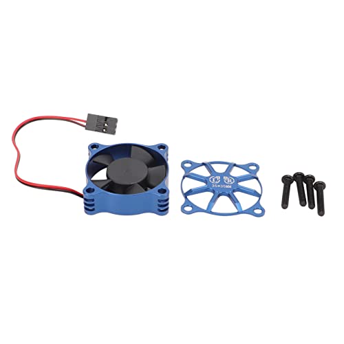 35x35mmアルミニウム合金RCカーエスカリングファン、ファンカバー付きモーター冷却ファン、110/112/18/ RC車の高速冷却、軽量冷却ソリューション (濃い青)