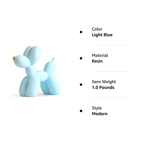 Otang Balloon Dog Statue Collectible Figurines Art Modern Sculpture, Cute Golden Nose Dog Animals Resin Crafts Handmade Ornament Home Decor Accents(Light Blue,9,7,3.5In) #TOP6