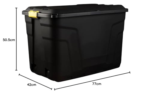 Strata Heavy Duty Aufbewahrungskoffer mit Deckel und Rollen 110 Liter, 77x42x54cm - Schwarz