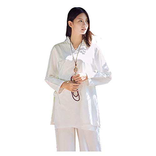 SCDXJ Womens Tai Chi Anzug Chinesische Kung Fu Kleidung Baumwolle Wing Chun Uniform Yoga Anzug Martial Arts,White-XL Cover