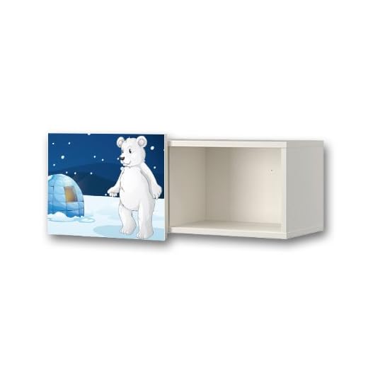STIKKIPIX Eisbär möbelklistermärke/dekal för barnrum väggskåp/vägghylla BRIMNES från IKEA – WS03 – möbler ingår ej