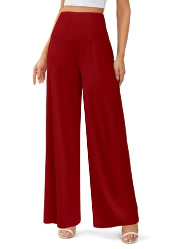 JZC Women's Palazzo Lounge Pants Stretchy Wide Leg Casual Pants Comfy High Waist Flowy Pants S-3XL