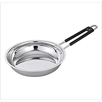 Shivhomeworld Non-Stick Stainless Steel Fry Pan (Silver, 10 inch)