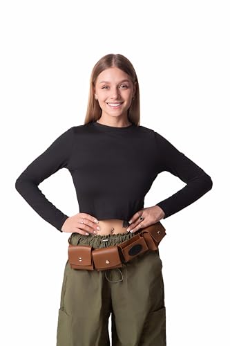 Brown Utility Belt Costume Bag Adjustable Women Mens Adult Accessories Pockets for Halloween Cosplay3