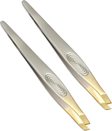 Xynovate 2 Pcs Pinzetta Professionale Sopracciglio, Pinzette per Depilazione Professionale, Acciaio Inossidabile per Cura del Viso, Sopracciglia Barba per Adatto a Uomo Donna, 9CM